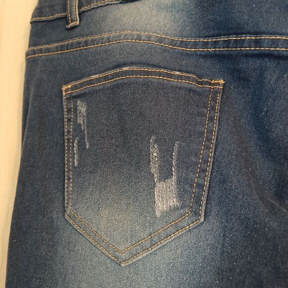 Gazoz Women's Size 16 Dark Blue Distressed Ripped Jeans With Side Stripes - Picture 14 of 14